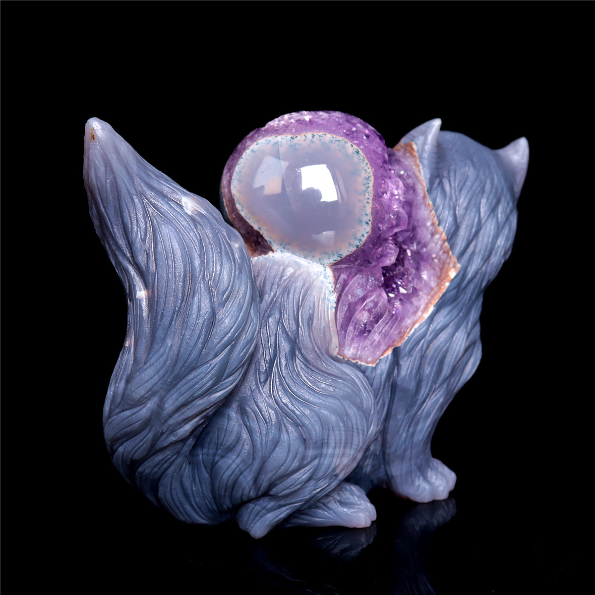 6.5" Amethyst Agate Crystal Squirrel Figurine Animal Carvings Gift
