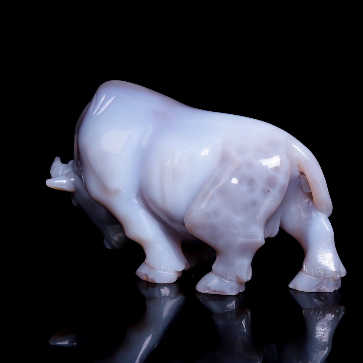 7" Druzy Agate Crystal Bull Figurine Animal Carvings Decor