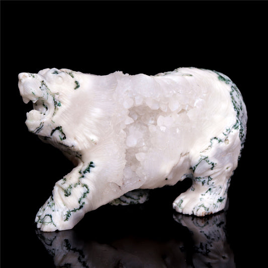 druzy agate bear figurine