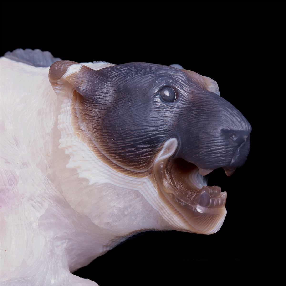 11" Druzy Amethyst Agate Crystal Bear Figurine Animal Carvings