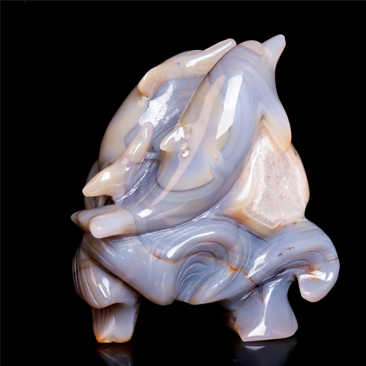 6" Amethyst Geode Crystal Dolphin Figurine Animal Carvings