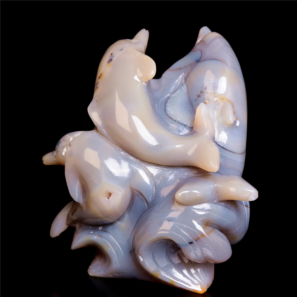 6" Amethyst Geode Crystal Dolphin Figurine Animal Carvings