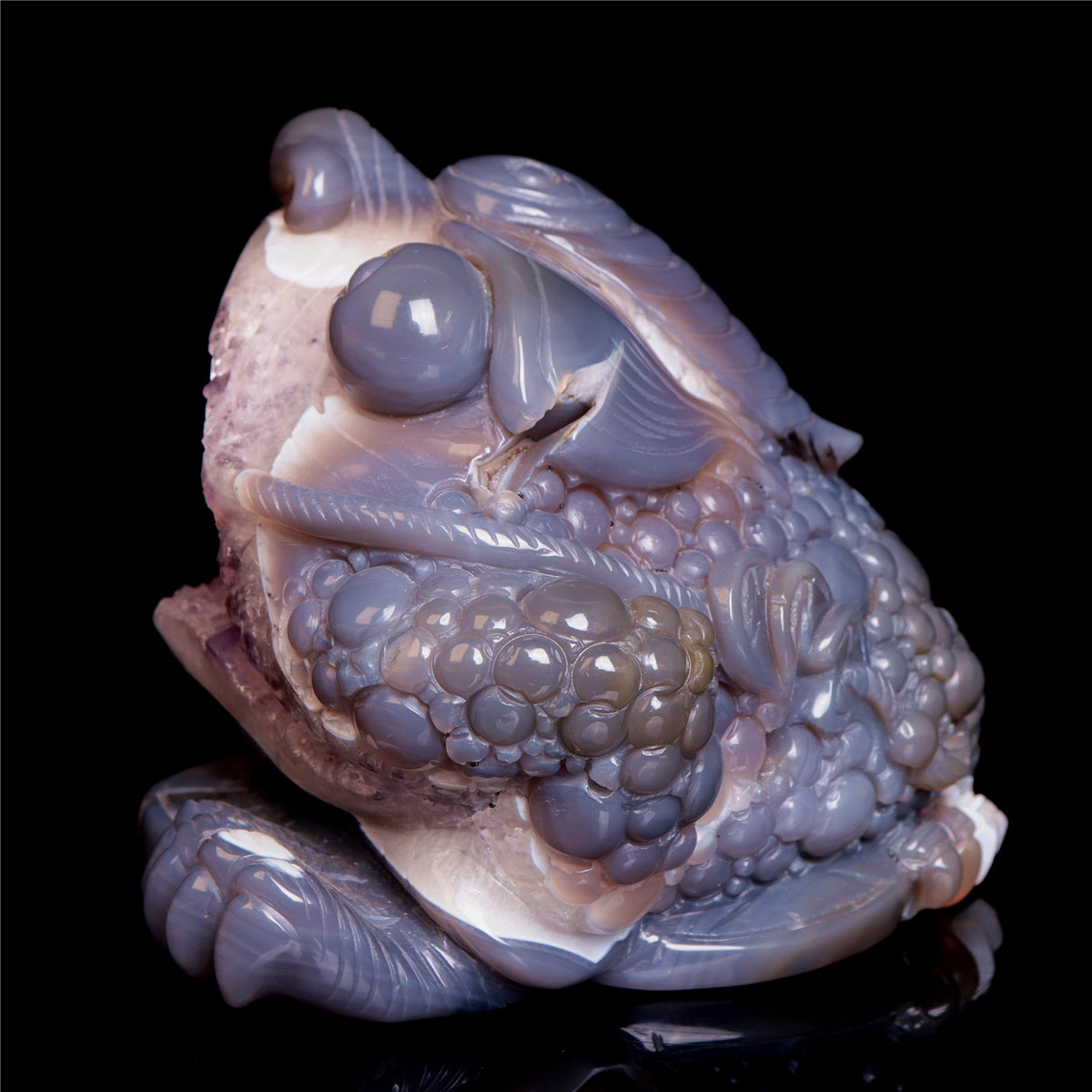 7" Amethyst Geode Crystal Money Toad Figurine Animal Carvings