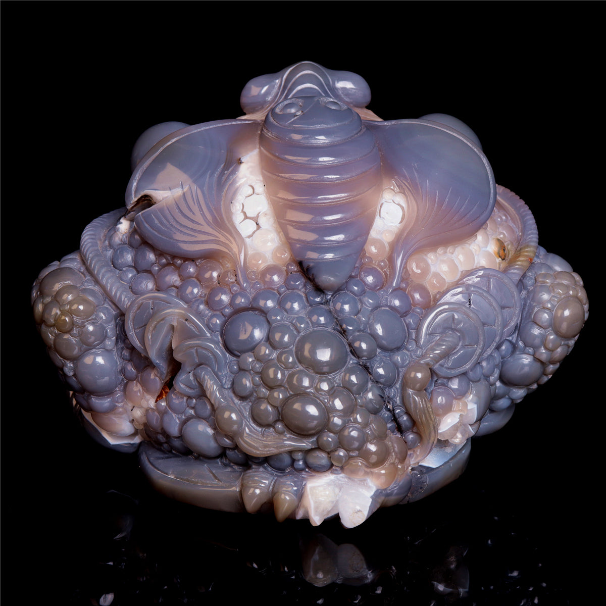 7" Amethyst Geode Crystal Money Toad Figurine Animal Carvings