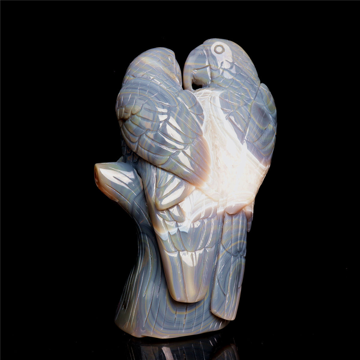 7" Druzy Agate Crystal Parrot Figurine Stone Animal Carvings Decor Gift