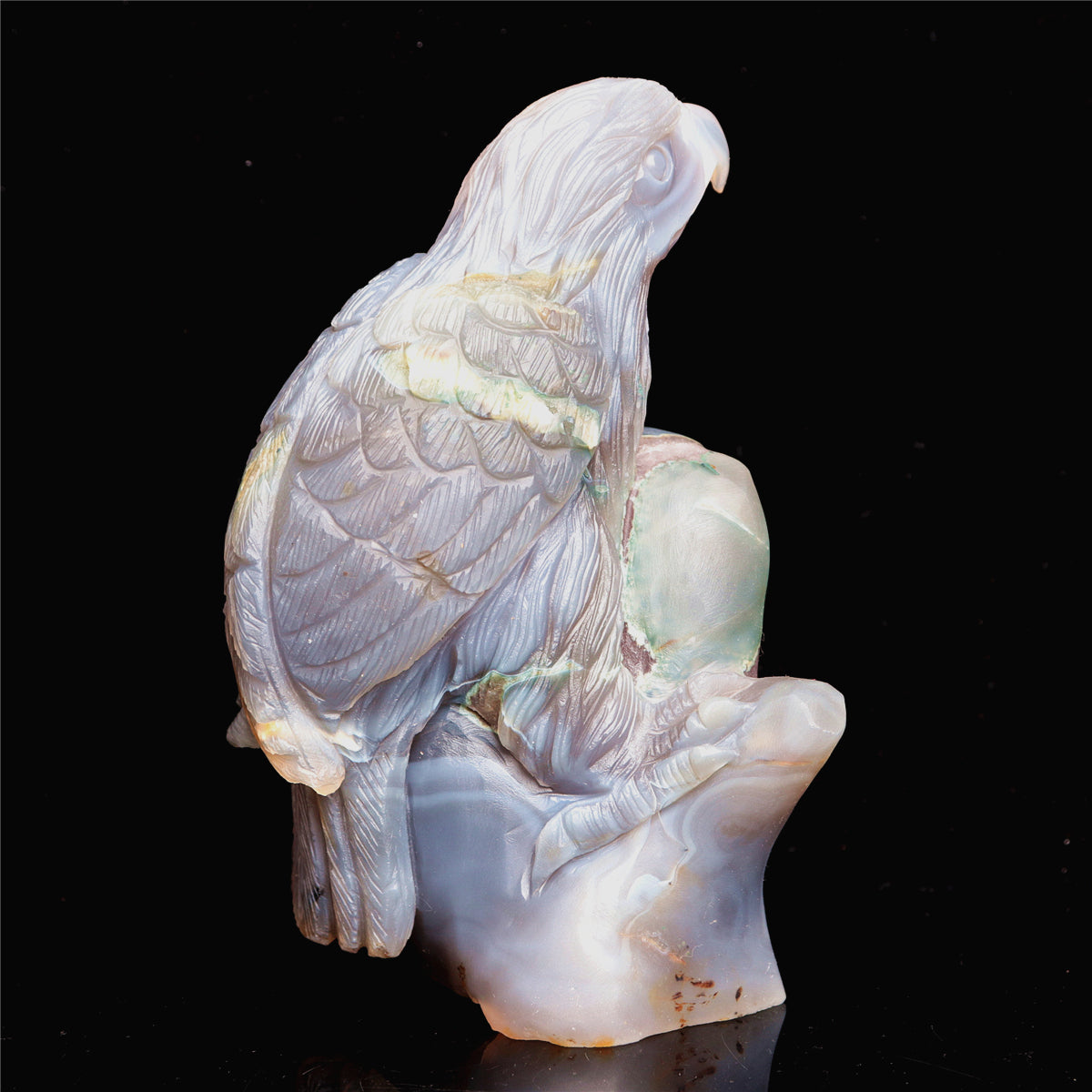 7" Amethyst Agate Crystal Eagle Figurine Stone Animal Carvings