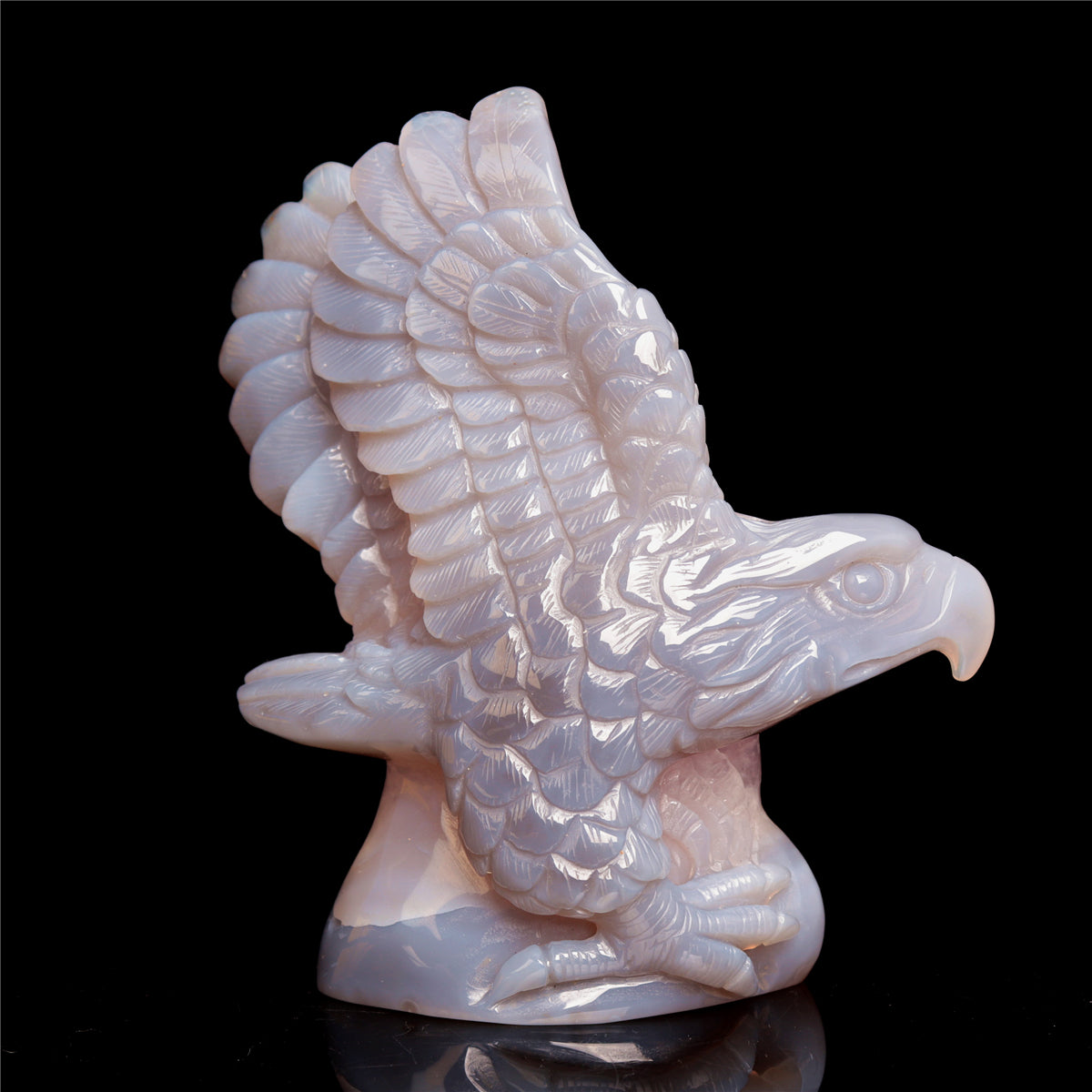 5" Amethyst Agate Crystal Eagle Figurine Stone Animal Carvings