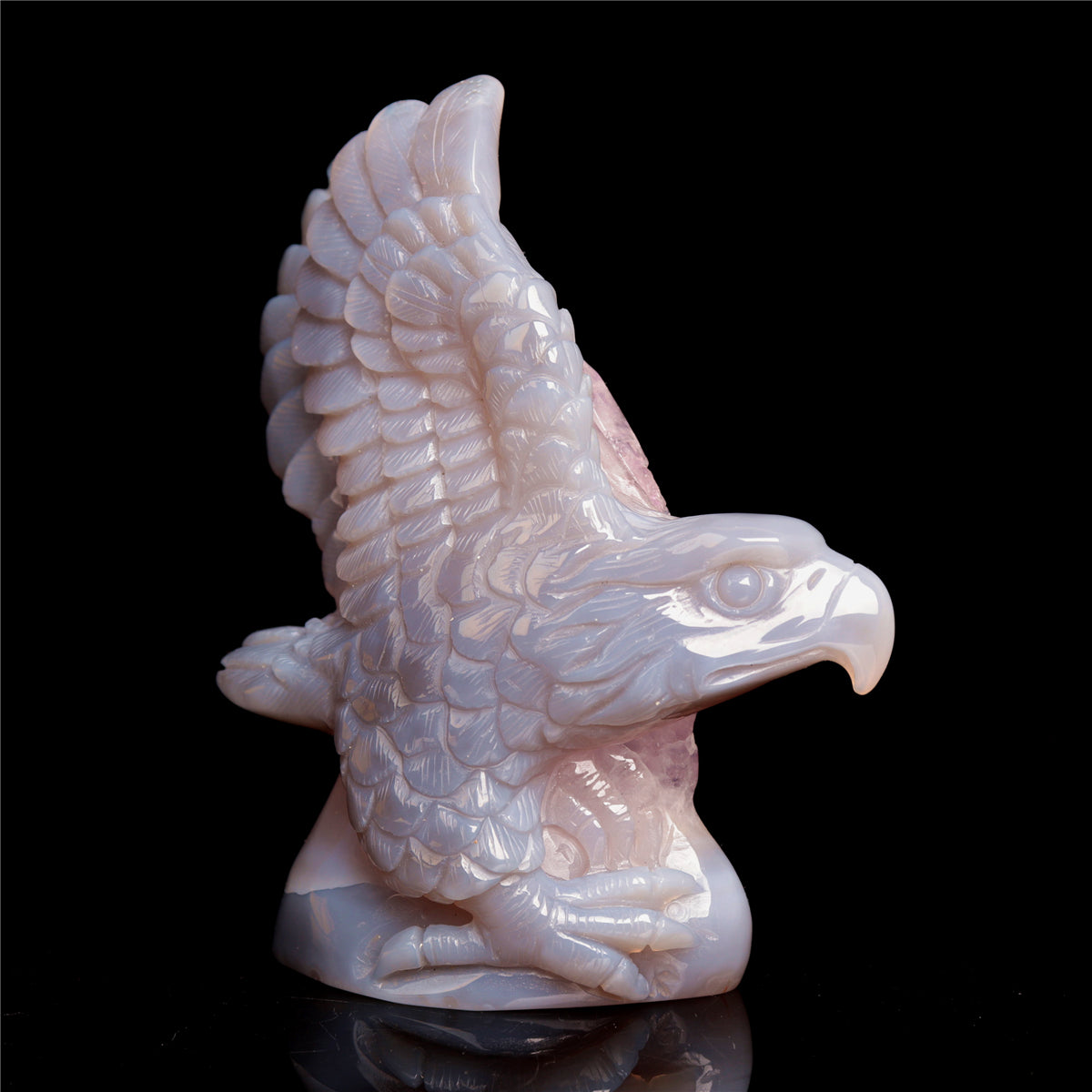 5" Amethyst Agate Crystal Eagle Figurine Stone Animal Carvings