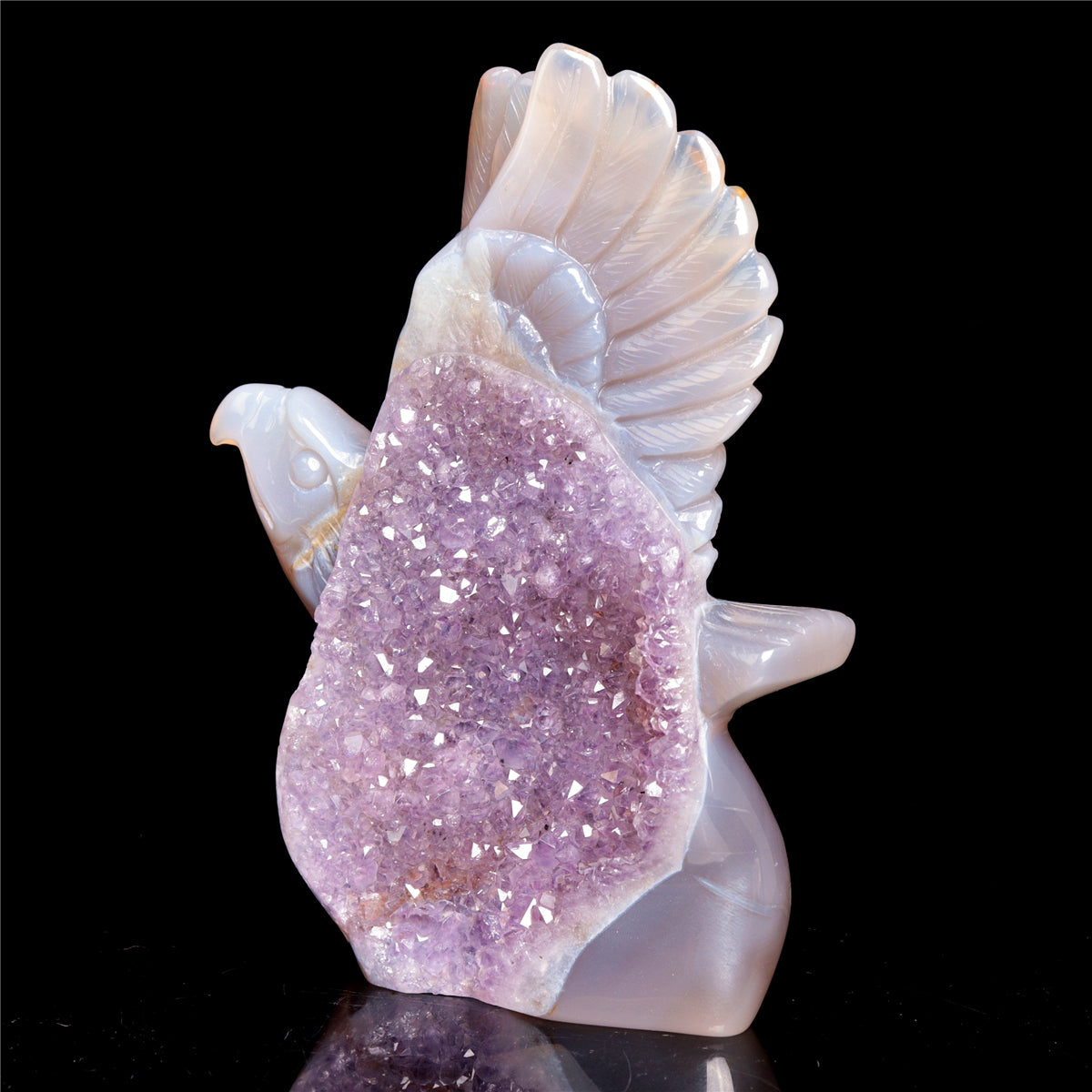 5.5" Amethyst Agate Crystal Eagle Figurine Stone Animal Carvings