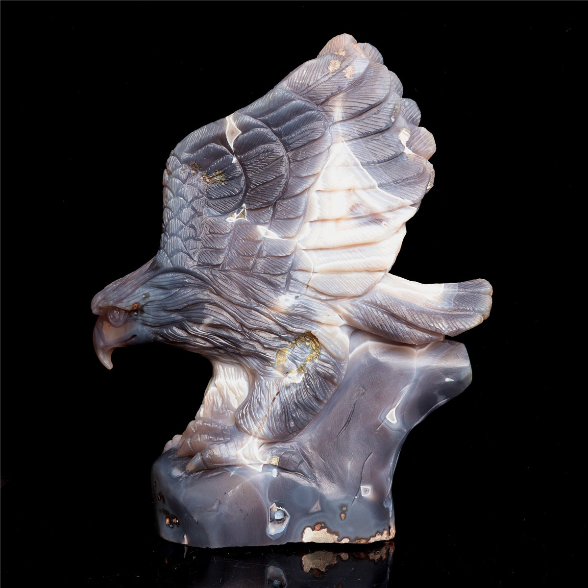 8.5" Amethyst Agate Crystal Eagle Figurine Stone Bird Carvings