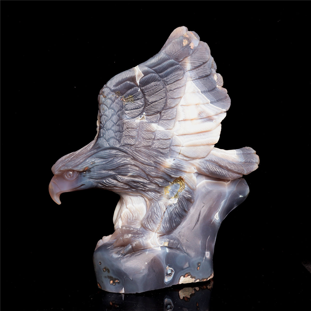 8.5" Amethyst Agate Crystal Eagle Figurine Stone Bird Carvings