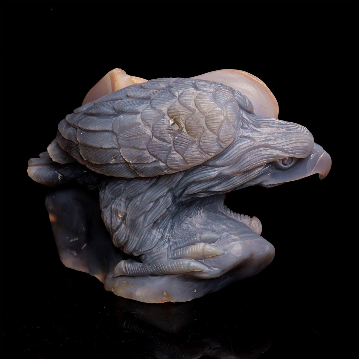 8" Amethyst Agate Crystal Eagle Figurine Stone Animal Carvings