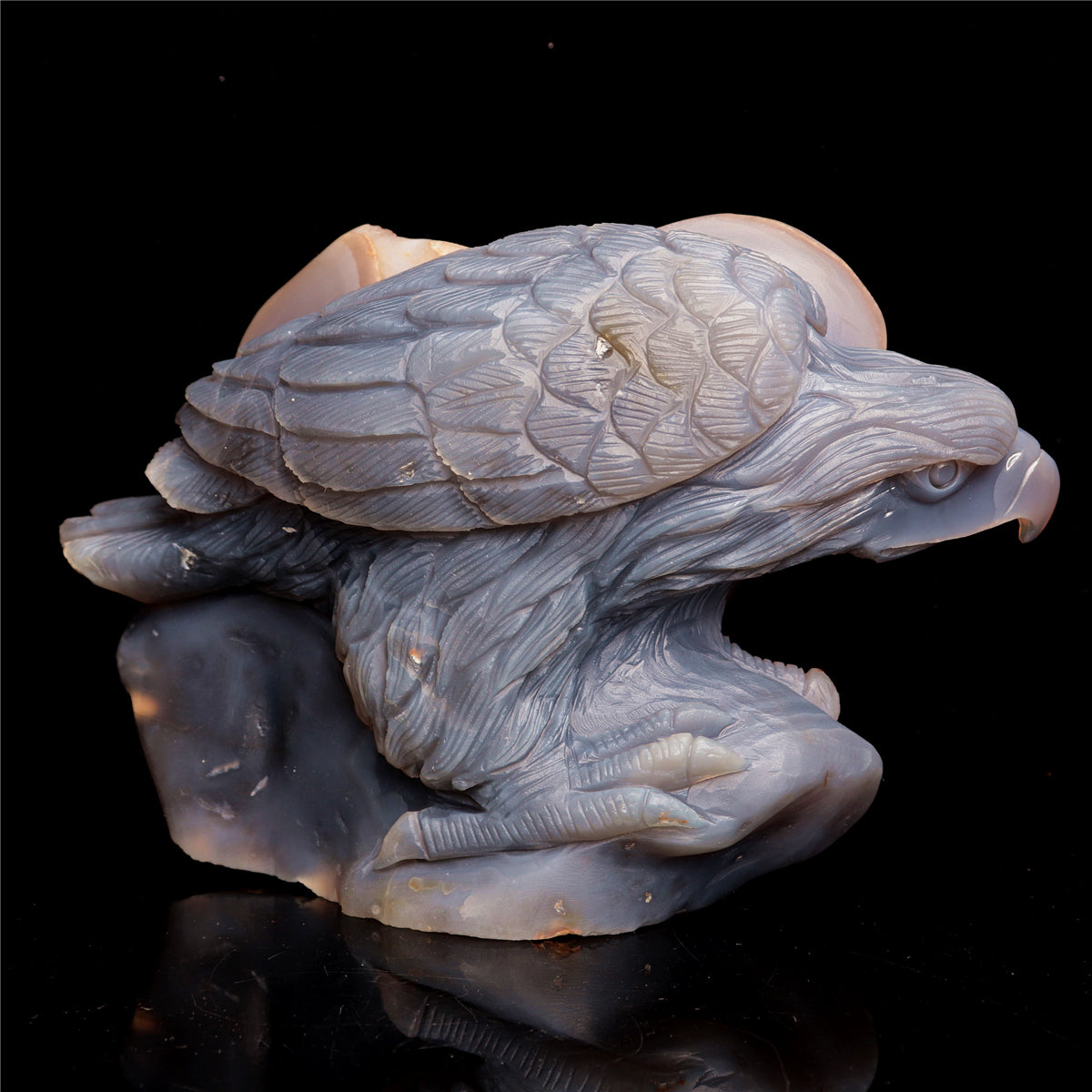 8" Amethyst Agate Crystal Eagle Figurine Stone Animal Carvings