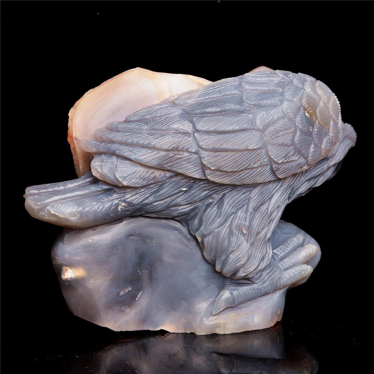 8" Amethyst Agate Crystal Eagle Figurine Stone Animal Carvings