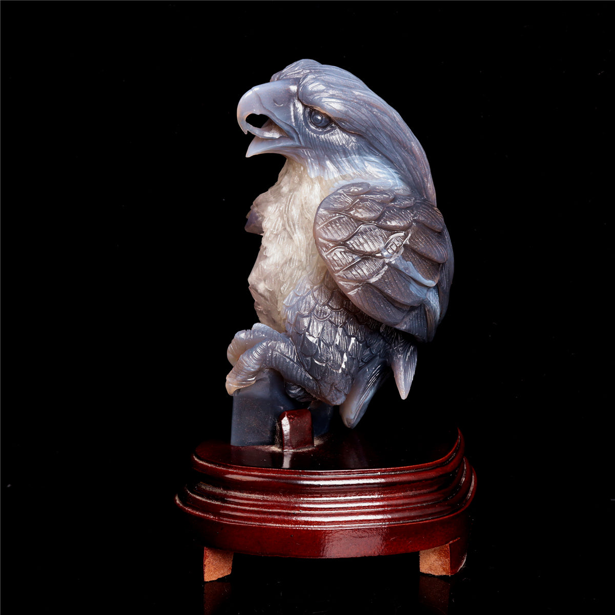 9" Druzy Agate Crystal Eagle Figurine Stone Animal Statue