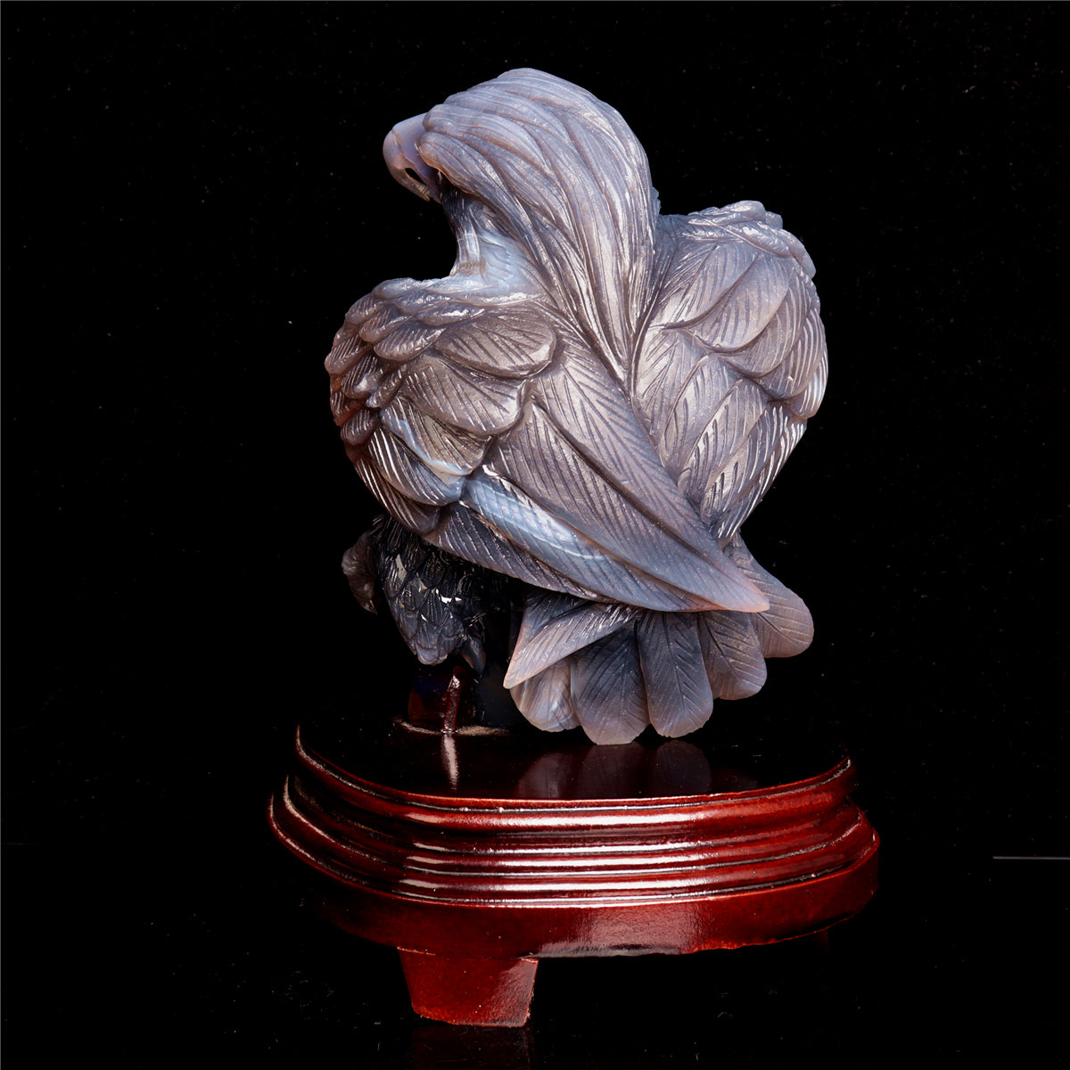 9" Druzy Agate Crystal Eagle Figurine Stone Animal Statue