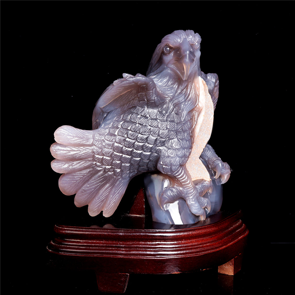 9.5" Druzy Agate Crystal Eagle Sculpture Stone Animal Carvings