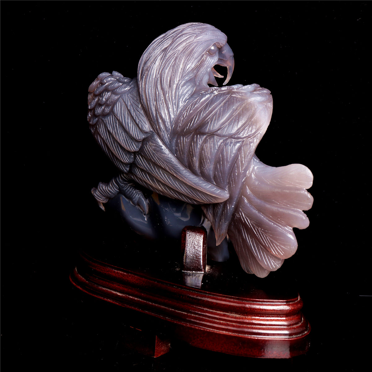 9.5" Druzy Agate Crystal Eagle Sculpture Stone Animal Carvings