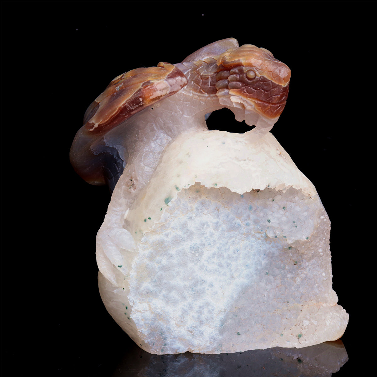 6" Druzy Agate Crystal Dragon Figurine Stone Animal Carvings