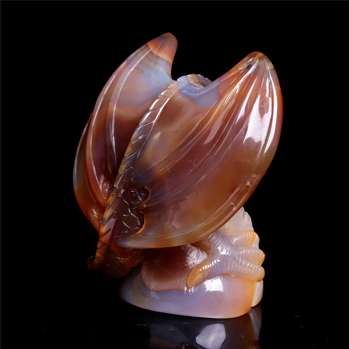 4.5" Druzy Agate Crystal Dragon Figurine Stone Animal Carvings