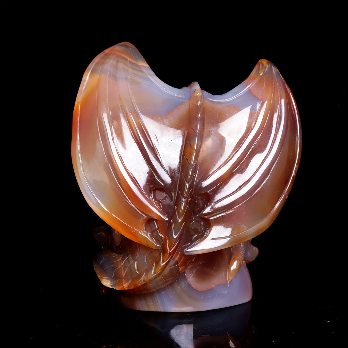 4.5" Druzy Agate Crystal Dragon Figurine Stone Animal Carvings