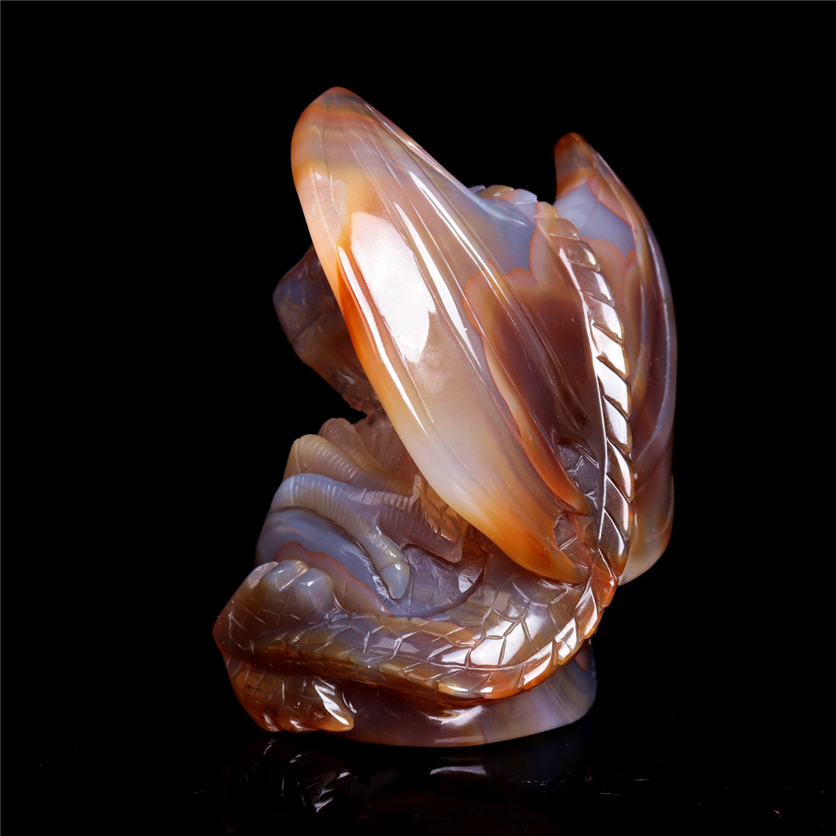 4.5" Druzy Agate Crystal Dragon Figurine Stone Animal Carvings