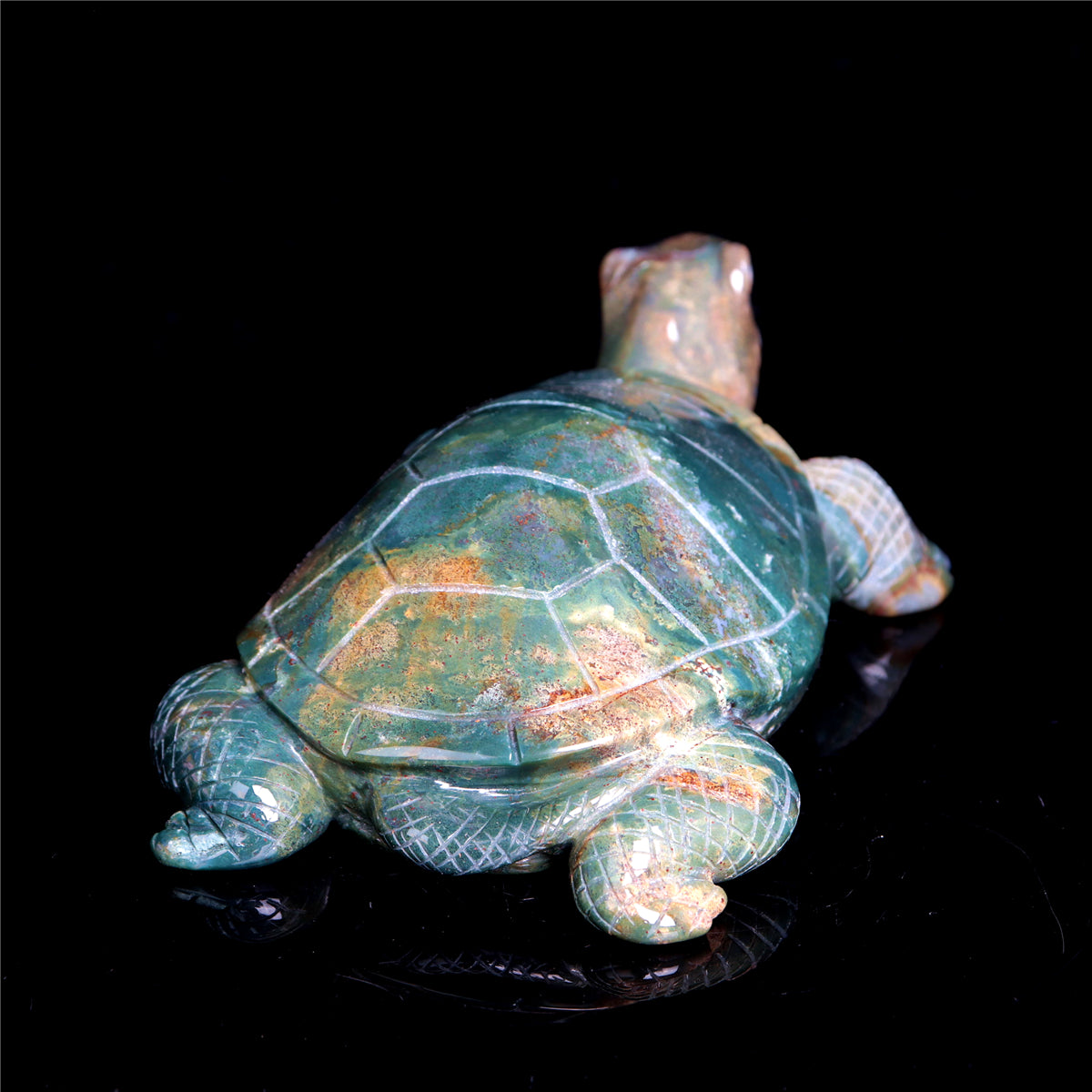 6" Ocean Jasper Crystal Turtle Figurine Stone Animal Carvings