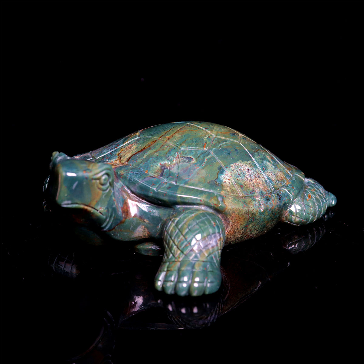 6" Ocean Jasper Crystal Turtle Figurine Stone Animal Carvings