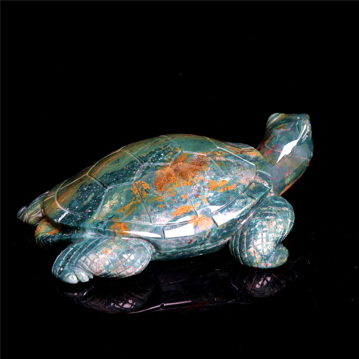 6" Ocean Jasper Crystal Turtle Figurine Stone Animal Carvings