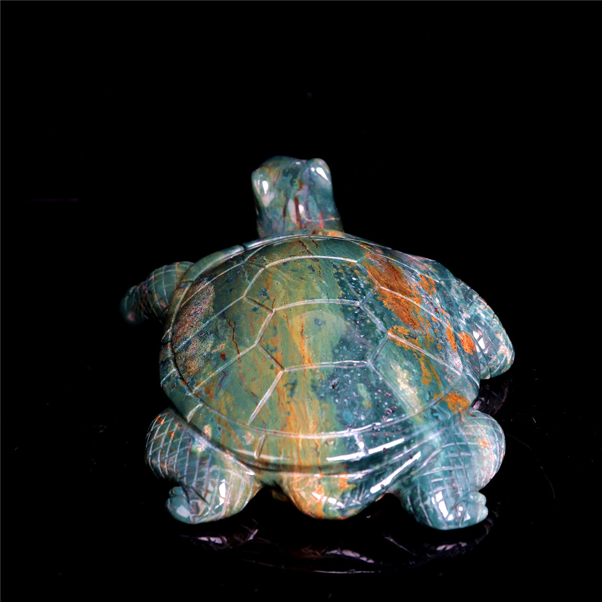 6" Ocean Jasper Crystal Turtle Figurine Stone Animal Carvings
