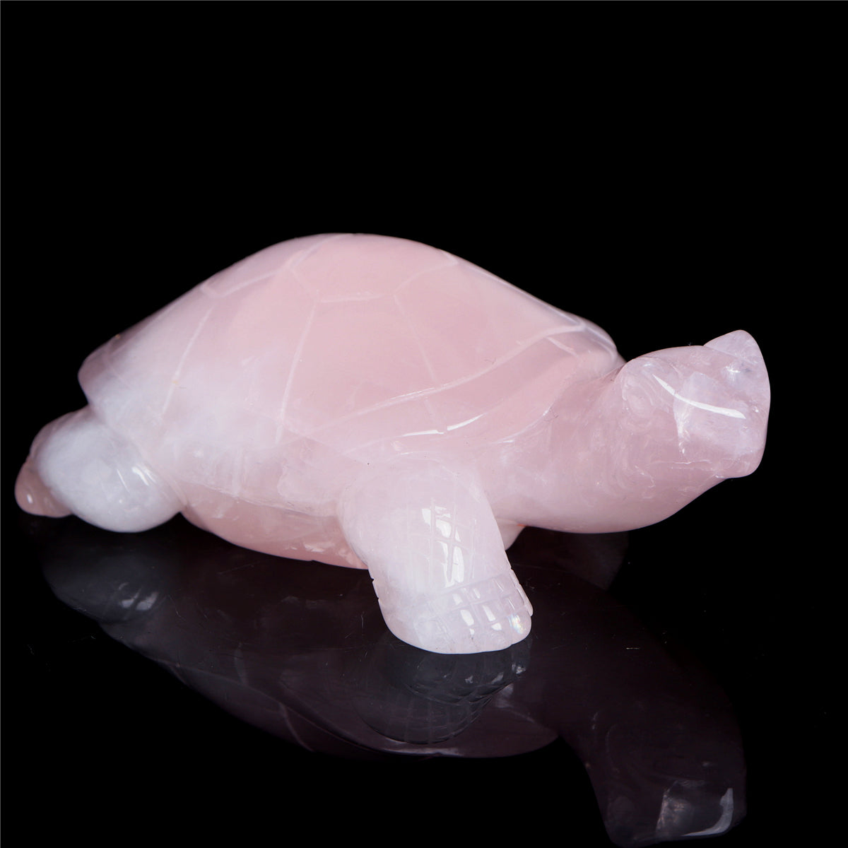 5" Rose Quartz Crystal Turtle Figurine Stone Animal Carvings