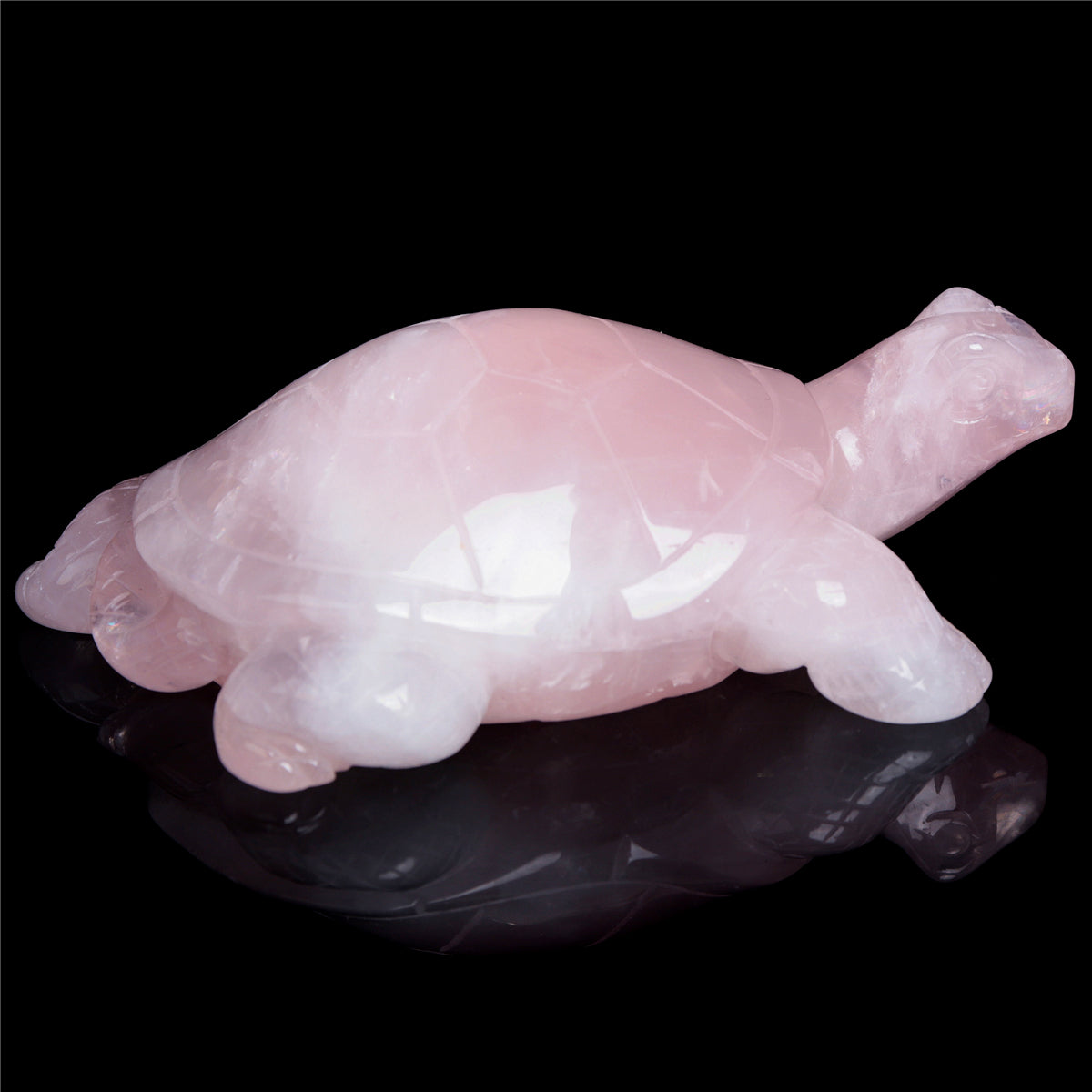 5" Rose Quartz Crystal Turtle Figurine Stone Animal Carvings