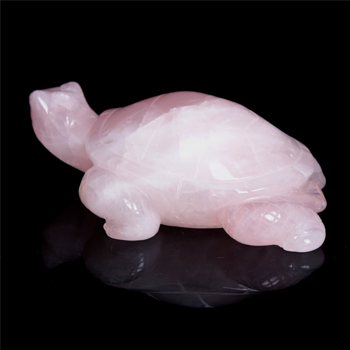 5" Rose Quartz Crystal Turtle Figurine Stone Animal Carvings