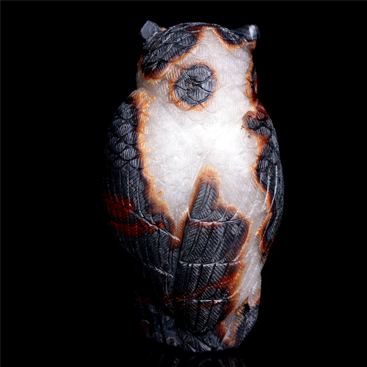 9" Amethyst Geode Crystal Owl Sculpture Stone Animal Carvings
