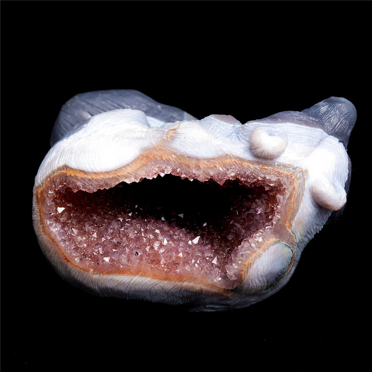 5" Amethyst Geode Crystal Bear Figurine Realistic Stone Animal Carvings