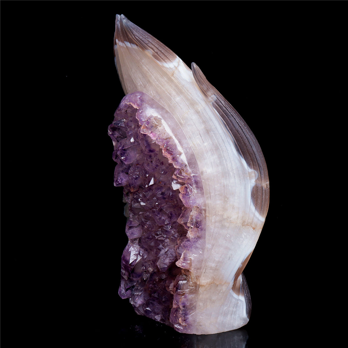 7.5" Amethyst Agate Crystal Nine Tail Fox Figurine Decor