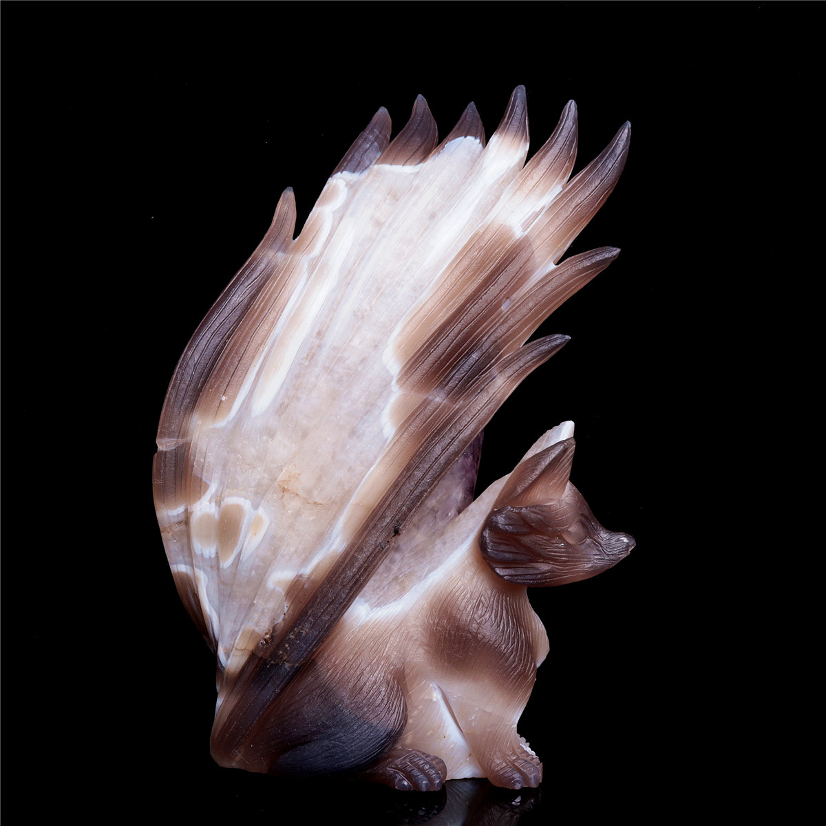 7.5" Amethyst Agate Crystal Nine Tail Fox Figurine Decor