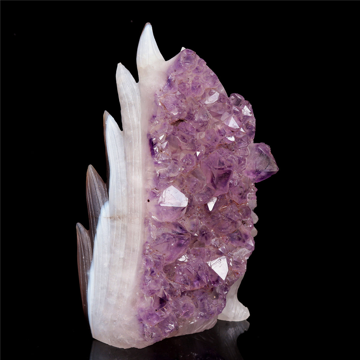 6.5" Amethyst Agate Crystal Nine Tail Fox Figurine Decor