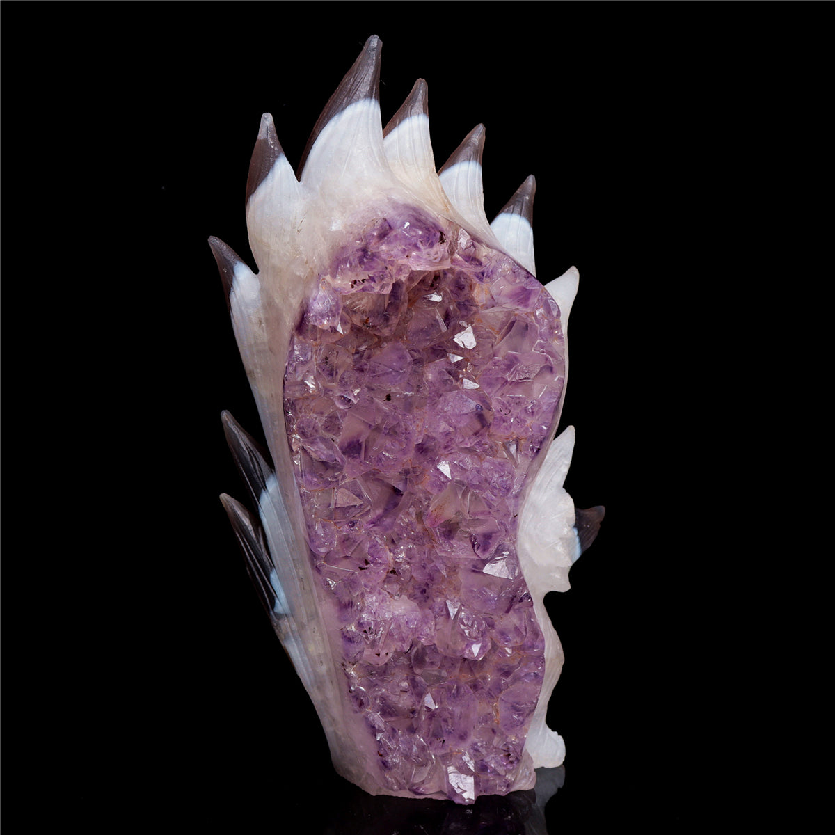 7.5" Amethyst Agate Crystal Nine Tail Fox Figurine Decor