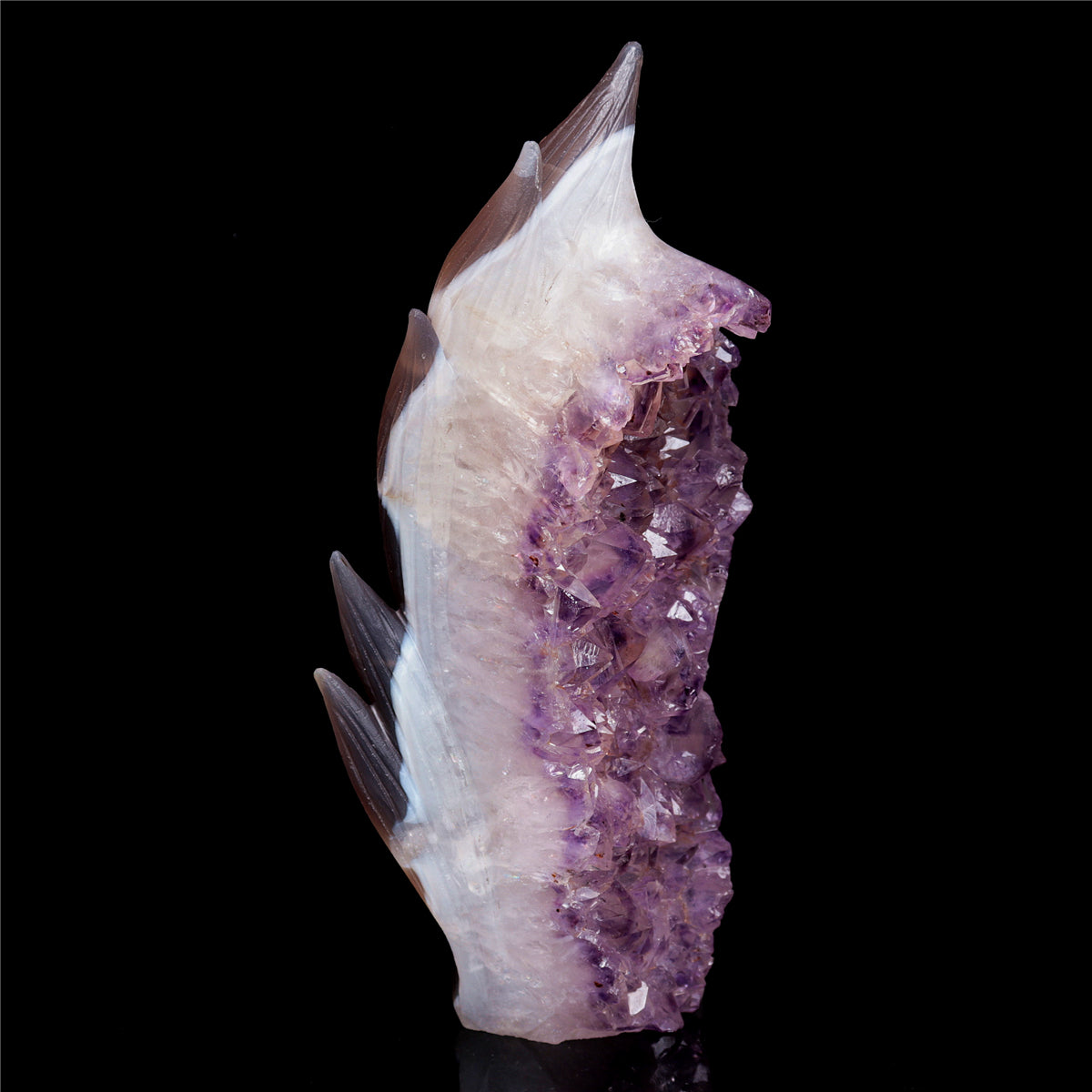 7.5" Amethyst Agate Crystal Nine Tail Fox Figurine Decor