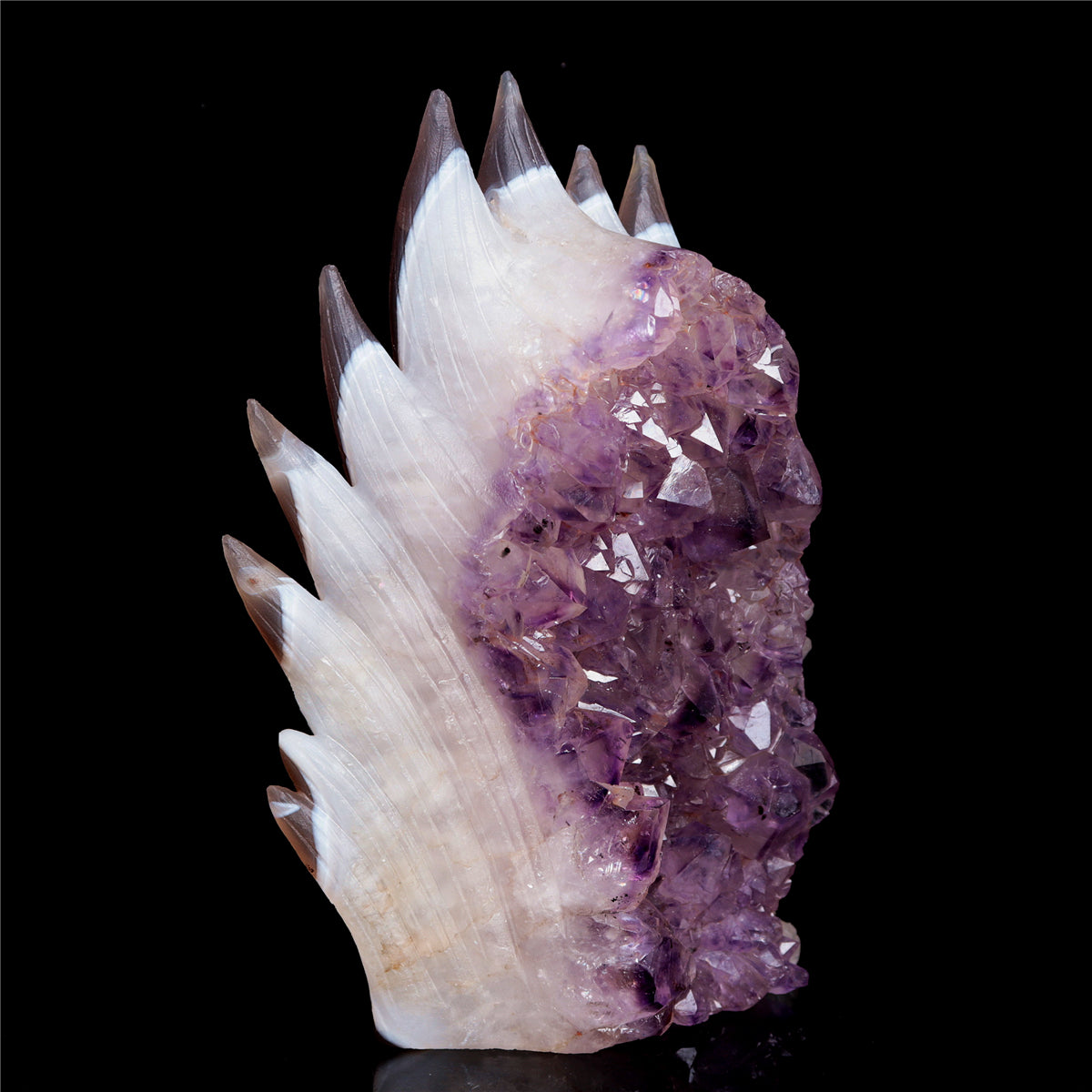 6.5" Amethyst Agate Crystal Nine Tail Fox Figurine Decor