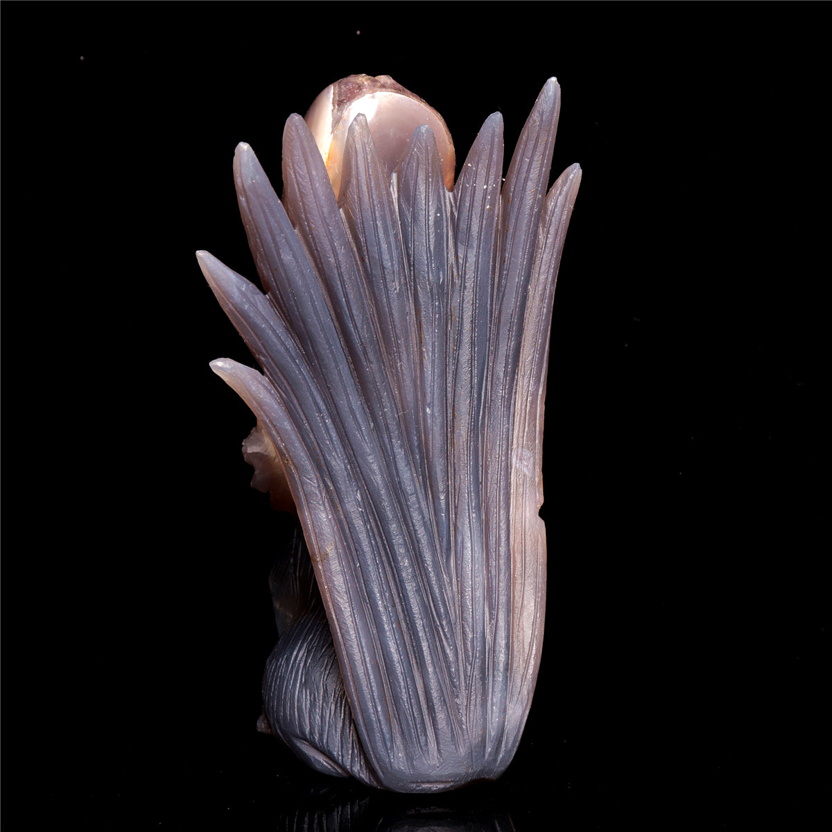 6" Druzy Agate Crystal Nine Tail Fox Figurine Decor