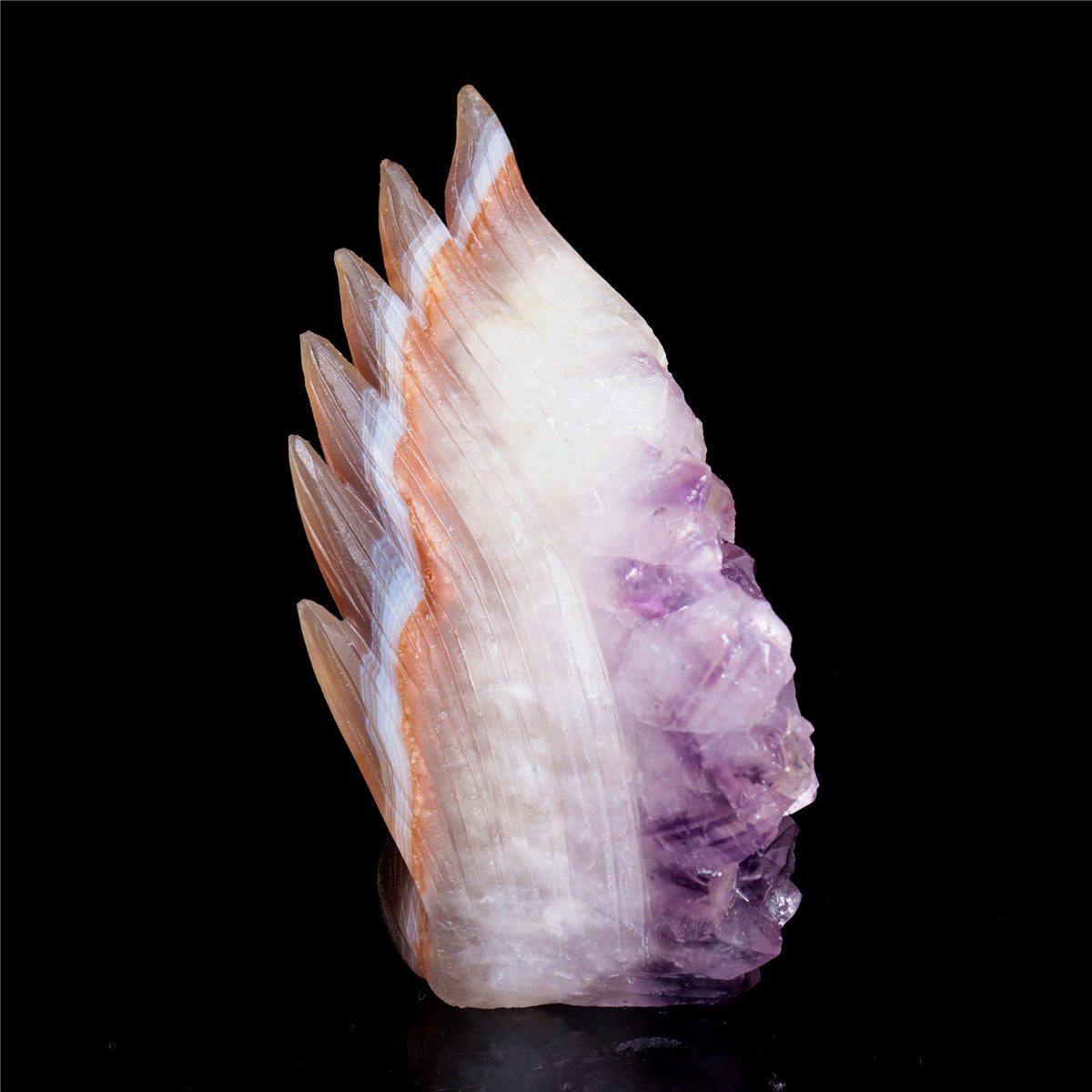 5" Amethyst Agate Crystal Nine Tail Fox Figurine Decor