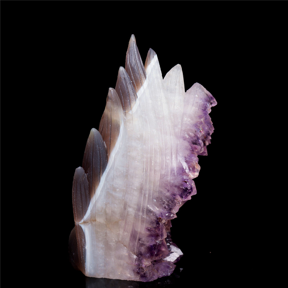 5.5" Amethyst Agate Crystal Nine Tail Fox Figurine Decor