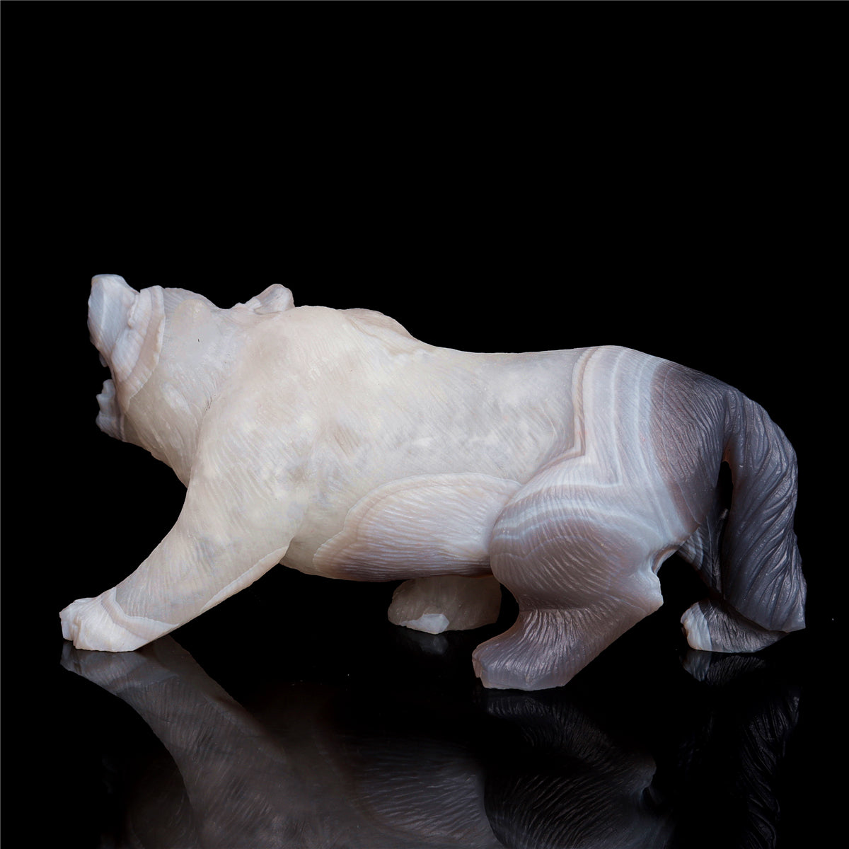 6" Druzy Agate Crystal Wolf Figurine Stone Animal Carvings