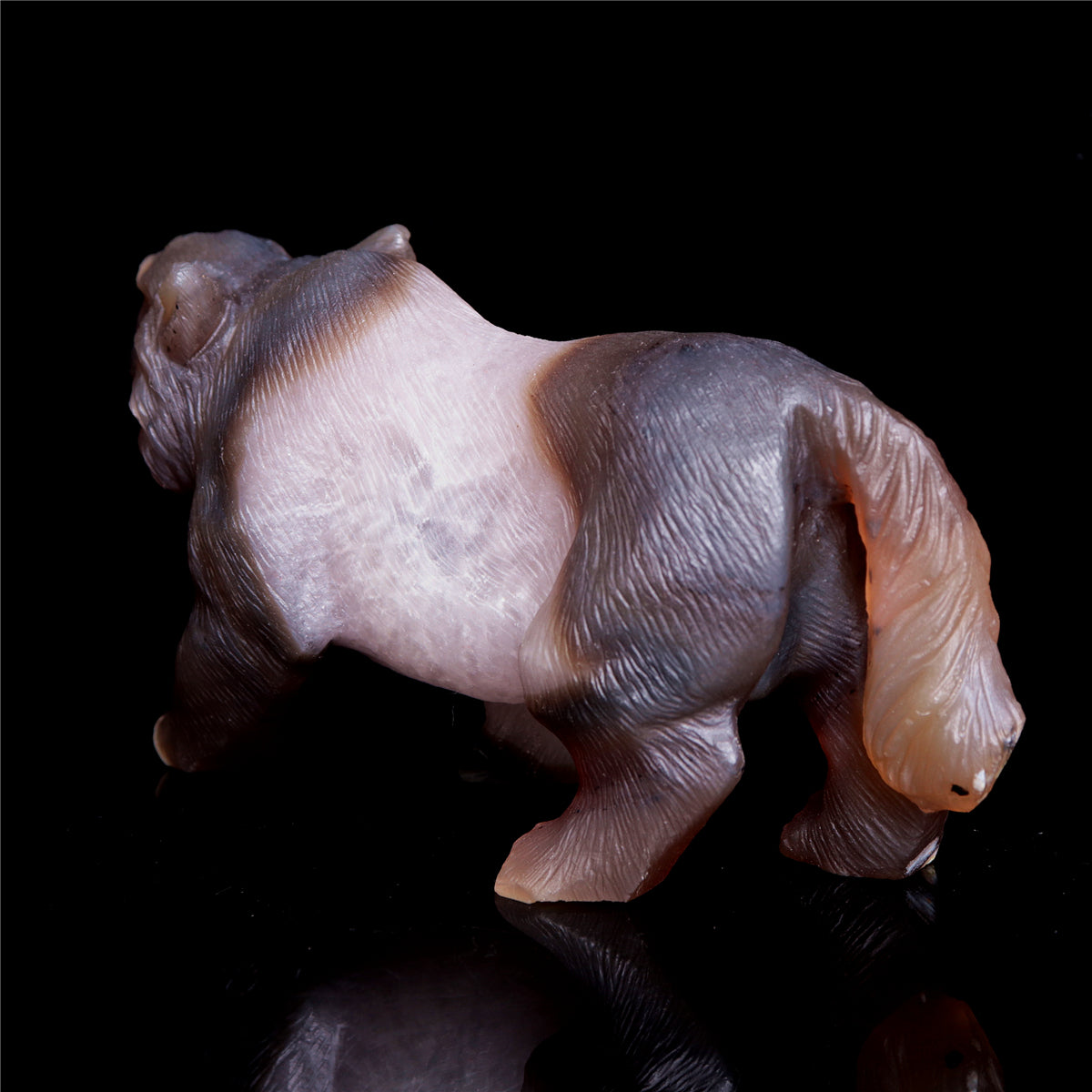 6" Druzy Agate Crystal Wolf Figurine Stone Animal Carvings