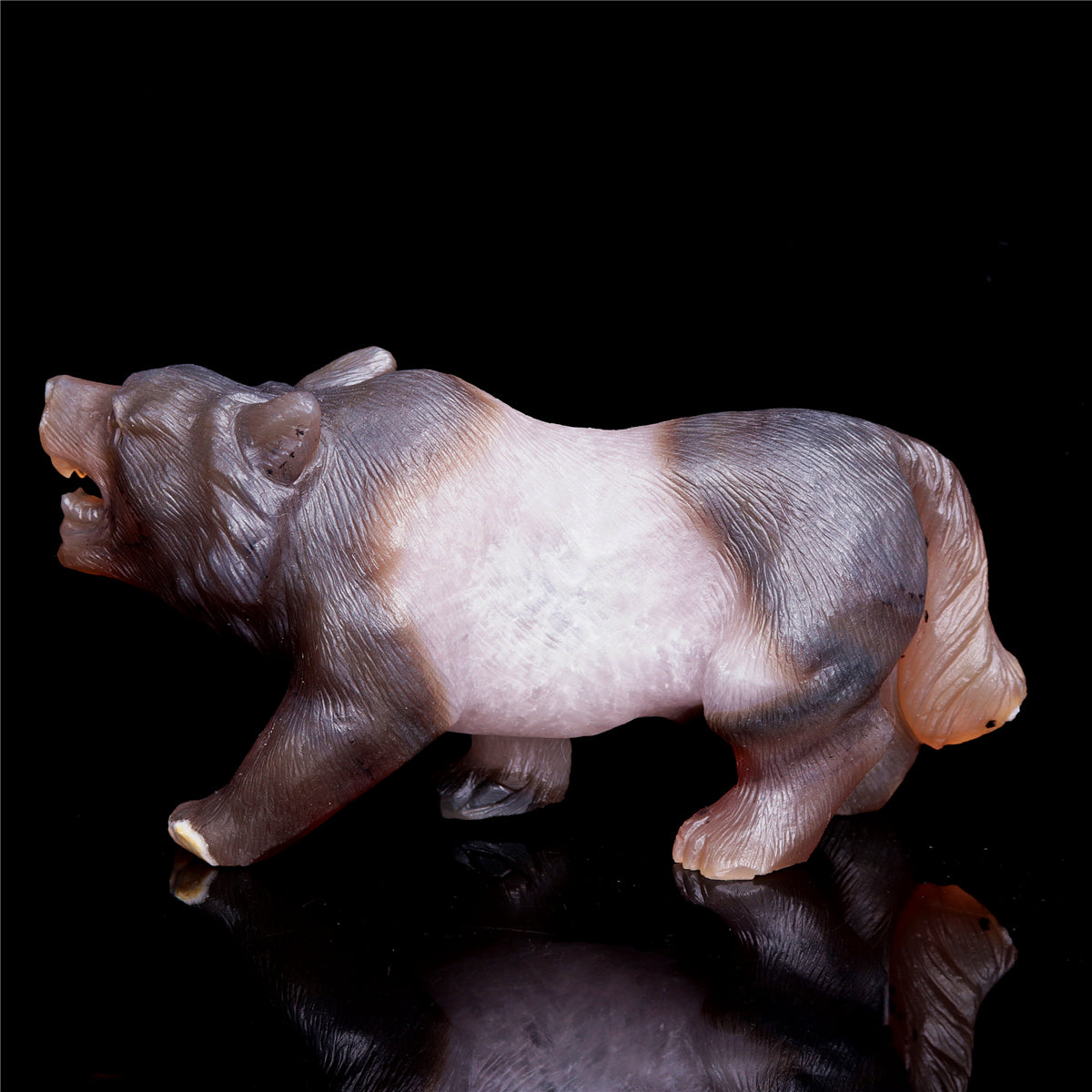 6" Druzy Agate Crystal Wolf Figurine Stone Animal Carvings
