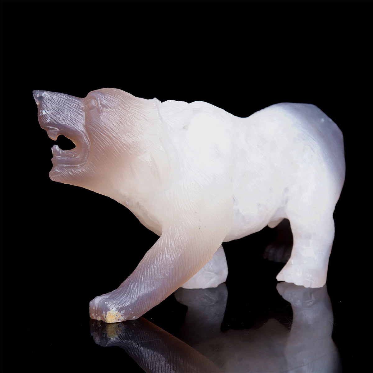 6" Druzy Agate Crystal Wolf Figurine Stone Animal Carvings
