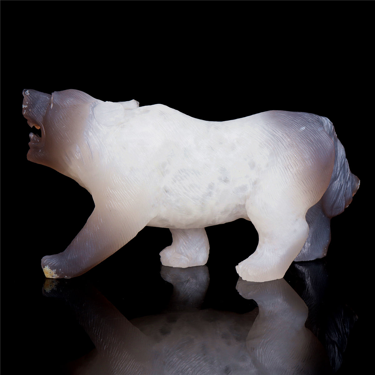 6" Druzy Agate Crystal Wolf Figurine Stone Animal Carvings