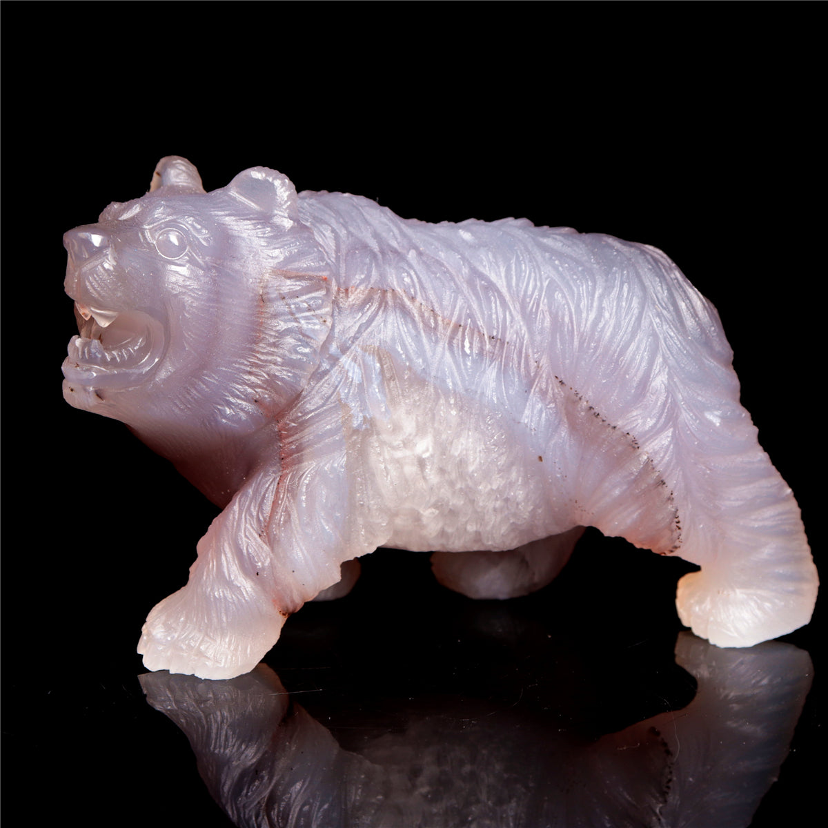 5" Agate Crystal Bear Figurine Stone Animal Carvings
